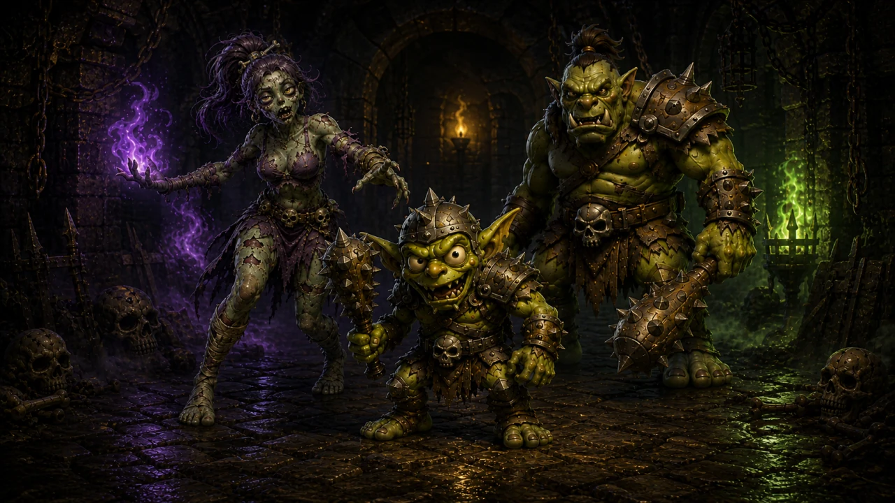 Grave Belle, Gary and Meatwall waiting in the dungeon
